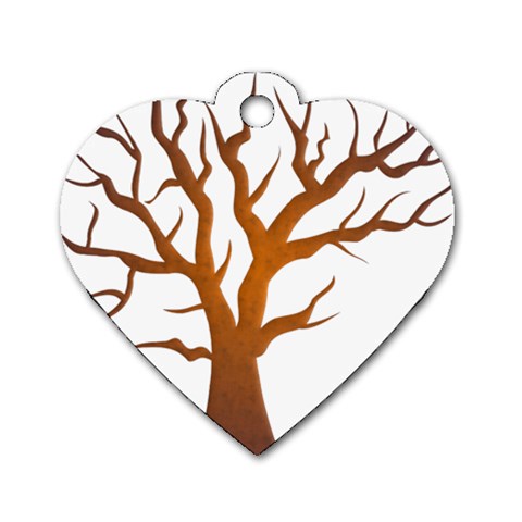 Dark Orange Night Tree Dog Tag Heart (One Side) from ArtsNow.com Front