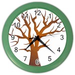 Dark Orange Night Tree Color Wall Clock