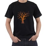 Dark Orange Night Tree Black T-Shirt