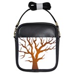 Dark Orange Night Tree Girls Sling Bag