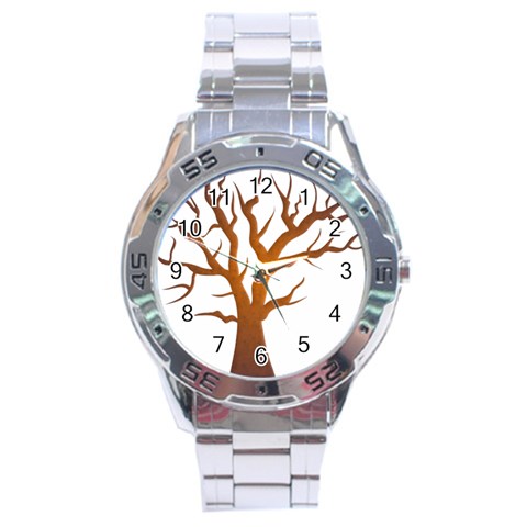 Dark Orange Night Tree Stainless Steel Analogue Men’s Watch from ArtsNow.com Front