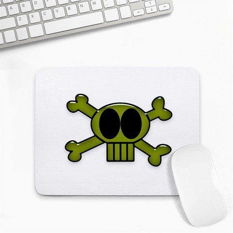 Green Skull and Bones Small Mousepad from ArtsNow.com Front