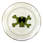 Green Skull and Bones Porcelain Plate