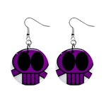 Purple Skull and Bones 1  Button Earrings