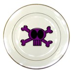 Purple Skull and Bones Porcelain Plate