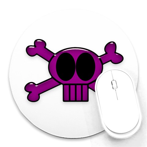 Pink Skull and Bones Round Mousepad from ArtsNow.com Front