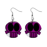 Pink Skull and Bones 1  Button Earrings