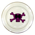 Pink Skull and Bones Porcelain Plate