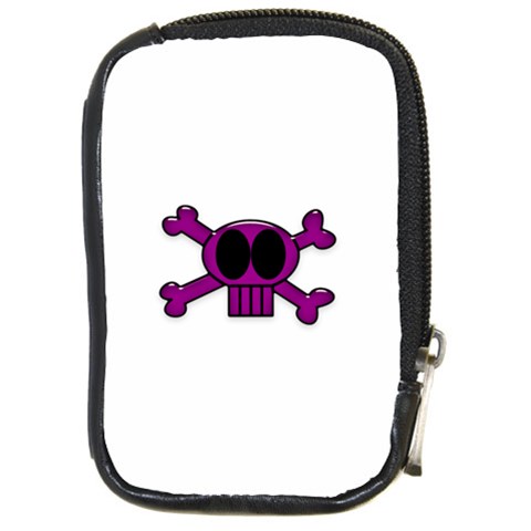 Pink Skull and Bones Compact Camera Leather Case from ArtsNow.com Front