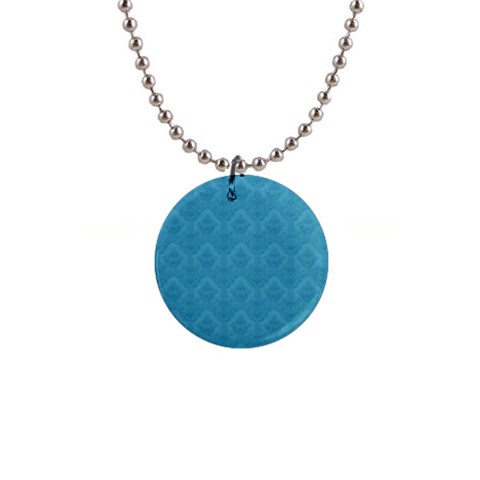 Blue Decorative 1  Button Necklace from ArtsNow.com Front