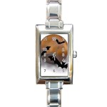 Halloween Orange Moon Rectangular Italian Charm Watch