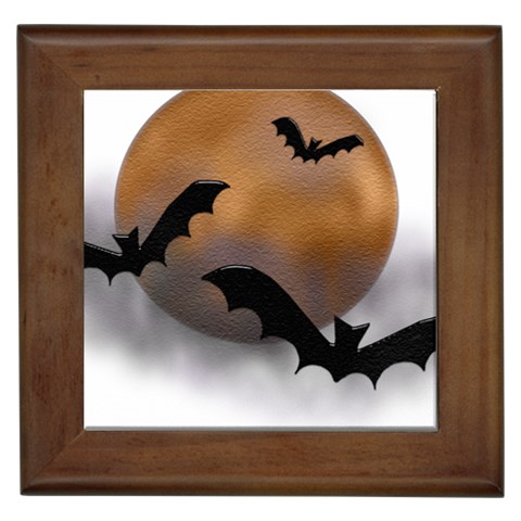 Halloween Orange Moon Framed Tile from ArtsNow.com Front