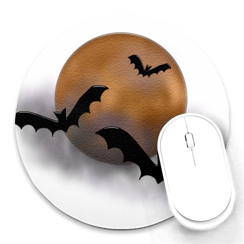 Halloween Orange Moon Round Mousepad from ArtsNow.com Front