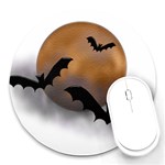 Halloween Orange Moon Round Mousepad