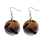 Halloween Orange Moon 1  Button Earrings