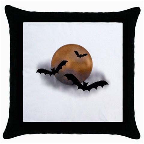 Halloween Orange Moon Throw Pillow Case (Black) from ArtsNow.com Front