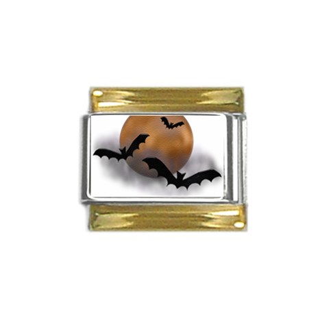 Halloween Orange Moon Gold Trim Italian Charm (9mm) from ArtsNow.com Front