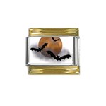 Halloween Orange Moon Gold Trim Italian Charm (9mm)