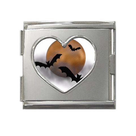 Halloween Orange Moon Mega Link Heart Italian Charm (18mm) from ArtsNow.com Front