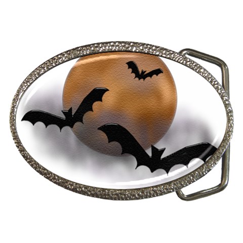 Halloween Orange Moon Belt Buckle from ArtsNow.com Front