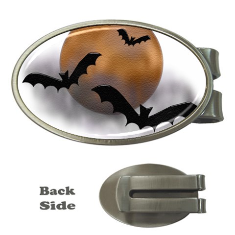 Halloween Orange Moon Money Clip (Oval) from ArtsNow.com Front