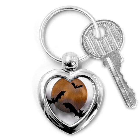 Halloween Orange Moon Key Chain (Heart) from ArtsNow.com Front