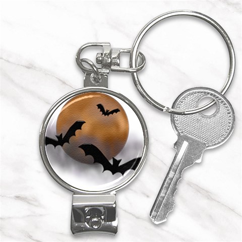 Halloween Orange Moon Nail Clippers Key Chain from ArtsNow.com Front