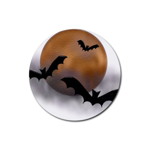 Halloween Orange Moon Rubber Coaster (Round) from ArtsNow.com Front