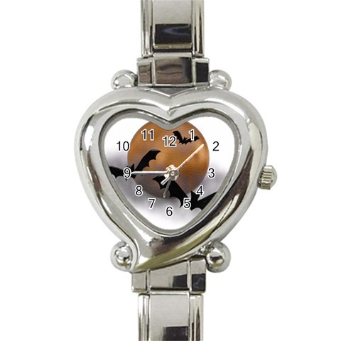 Halloween Orange Moon Heart Italian Charm Watch from ArtsNow.com Front