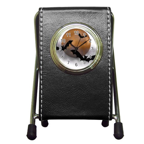 Halloween Orange Moon Pen Holder Desk Clock from ArtsNow.com Front