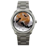 Halloween Orange Moon Sport Metal Watch