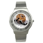 Halloween Orange Moon Stainless Steel Watch