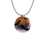 Halloween Orange Moon 1  Button Necklace