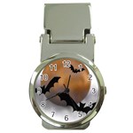 Halloween Orange Moon Money Clip Watch