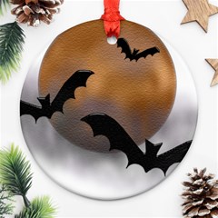 Halloween Orange Moon Round Ornament (Two Sides) from ArtsNow.com Front