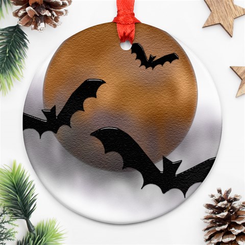 Halloween Orange Moon Round Ornament (Two Sides) from ArtsNow.com Back