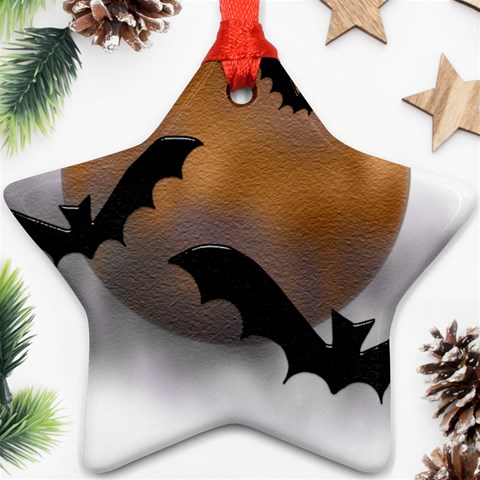 Halloween Orange Moon Star Ornament (Two Sides) from ArtsNow.com Back