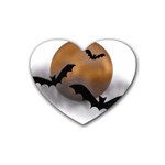 Halloween Orange Moon Rubber Coaster (Heart)