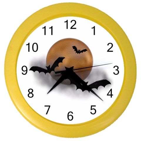 Halloween Orange Moon Color Wall Clock from ArtsNow.com Front