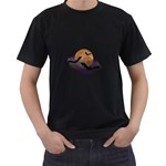 Halloween Orange Moon Black T-Shirt