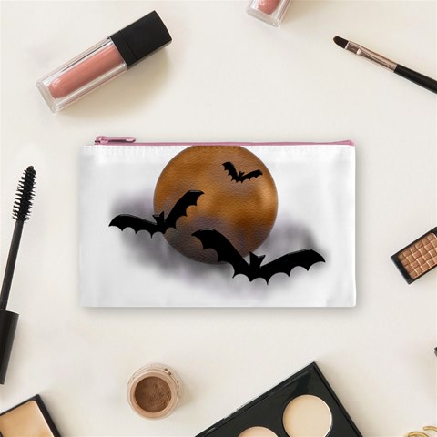 Halloween Orange Moon Cosmetic Bag (Small) from ArtsNow.com Front