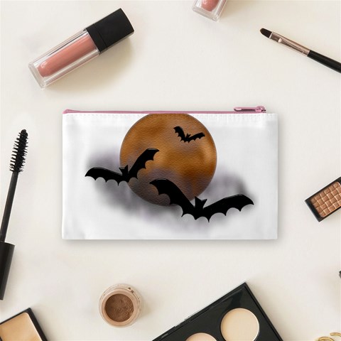 Halloween Orange Moon Cosmetic Bag (Small) from ArtsNow.com Back