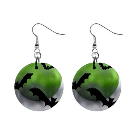 Halloween Green Moon 1  Button Earrings from ArtsNow.com Front