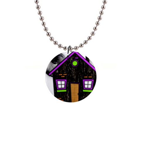 Spooky Haunting House 1  Button Necklace from ArtsNow.com Front