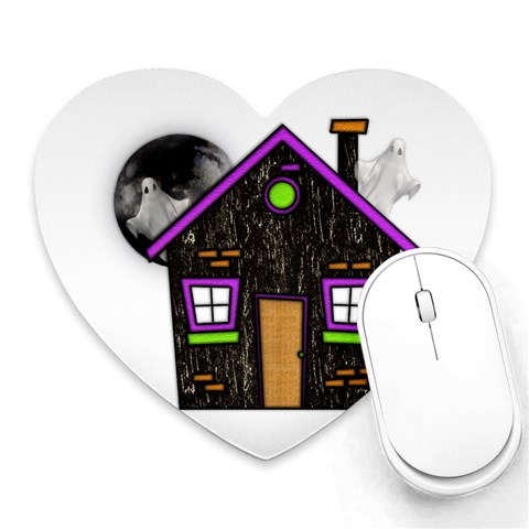 Spooky Haunting House Mousepad (Heart) from ArtsNow.com Front