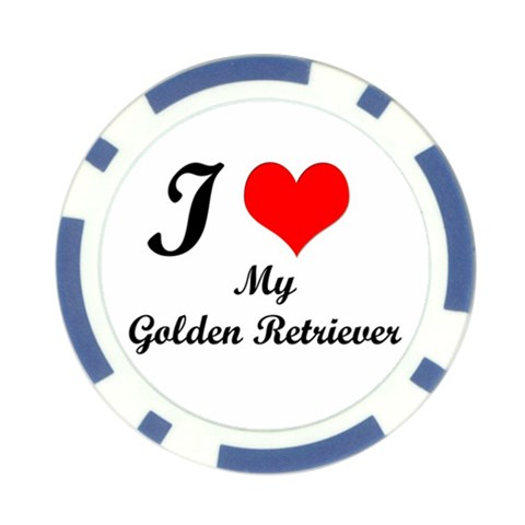 I Love My Golden Retriever Poker Chip Card Guard from ArtsNow.com Front