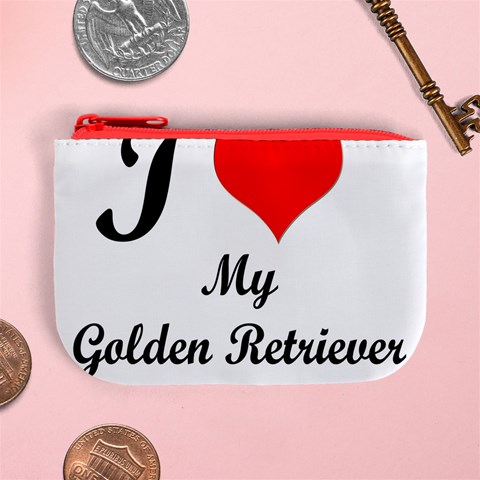 I Love My Golden Retriever Mini Coin Purse from ArtsNow.com Front