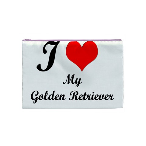 I Love My Golden Retriever Cosmetic Bag (Medium) from ArtsNow.com Front