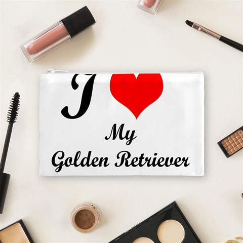 I Love My Golden Retriever Cosmetic Bag (Medium) from ArtsNow.com Front