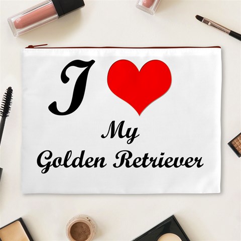 I Love My Golden Retriever Cosmetic Bag (XL) from ArtsNow.com Front